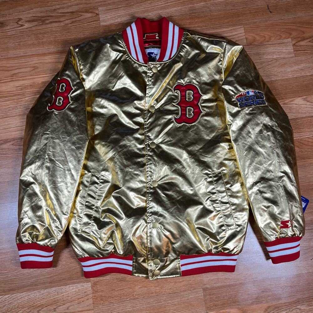Starter MLB Boston Red Sox Gold Snap Bomber Jacket Men’s Sz M New
